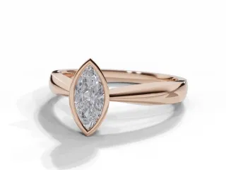 Diamond Solitaire Engagement Ring Plain Polish Band Certified Marquise-Cut Diamond 100% Recycled, Hallmarked 18ct. Rose Gold