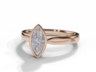 Diamond Solitaire Engagement Ring Plain Polish Band Certified Marquise-Cut Diamond 100% Recycled, Hallmarked 18ct. Rose Gold