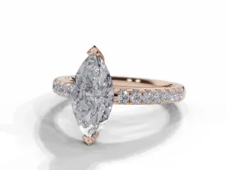 Diamond-Set Band Engagement Ring Micro Pavé Diamond-Set Band Certified Marquise-Cut Diamond 100% Recycled, Hallmarked 18ct. Rose Gold