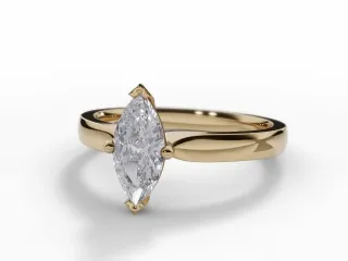 Diamond Solitaire Engagement Ring Plain Polish Band Certified Marquise-Cut Diamond 100% Recycled, Hallmarked 18ct. Yellow Gold