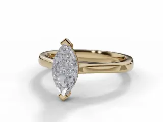 Diamond Solitaire Engagement Ring Plain Polish Band Certified Marquise-Cut Diamond 100% Recycled, Hallmarked 18ct. Yellow Gold