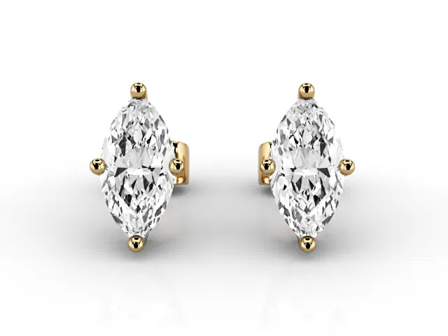 4-Claw Earrings<br />Certified Marquise-Cut Diamonds<br />100% Recycled, Hallmarked 18ct. Yellow Gold 4-Claw Earrings<br />Certified Marquise-Cut Diamonds<br />100% Recycled, Hallmarked 18ct. Yellow Gold