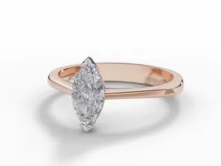 Diamond Solitaire Engagement Ring Plain Polish Band Certified Marquise-Cut Diamond 100% Recycled, Hallmarked 18ct. Rose Gold