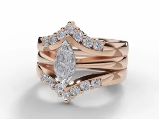 Diamond Jacket Engagement Ring Diamond-Set Bands Certified Marquise-Cut Diamond 100% Recycled, Hallmarked 18ct. Rose Gold