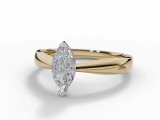 Diamond Solitaire Engagement Ring Plain Polish Band Certified Marquise-Cut Diamond 100% Recycled, Hallmarked 18ct. Yellow and White Gold