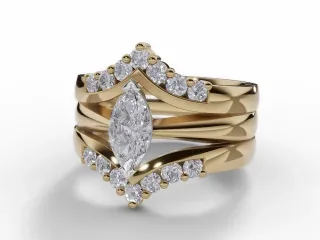 Diamond Jacket Engagement Ring Diamond-Set Bands Certified Marquise-Cut Diamond 100% Recycled, Hallmarked 18ct. Yellow Gold