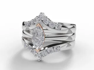 Diamond Jacket Engagement Ring Diamond-Set Bands Certified Marquise-Cut Diamond 100% Recycled, Hallmarked 18ct. White Gold