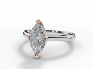 Diamond Solitaire Engagement Ring Plain Polish Band Certified Marquise-Cut Diamond 100% Recycled, Hallmarked 18ct. White Gold