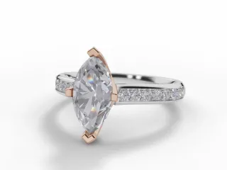 Diamond-Set Band Engagement Ring Grain-Set Diamond Band Certified Marquise-Cut Diamond 100% Recycled, Hallmarked 18ct. White Gold