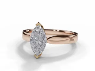 Diamond Solitaire Engagement Ring Plain Polish Band Certified Marquise-Cut Diamond 100% Recycled, Hallmarked 18ct. Rose Gold