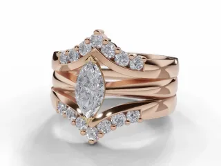 Diamond Jacket Engagement Ring Diamond-Set Bands Certified Marquise-Cut Diamond 100% Recycled, Hallmarked 18ct. Rose Gold