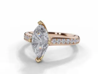 Diamond-Set Band Engagement Ring Grain-Set Diamond Band Certified Marquise-Cut Diamond 100% Recycled, Hallmarked 18ct. Rose Gold