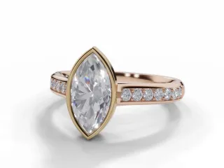 Diamond-Set Band Engagement Ring Grain-Set Diamond Band Certified Marquise-Cut Diamond 100% Recycled, Hallmarked 18ct. Rose Gold