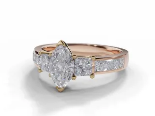 Diamond 3 Stone Engagement Ring Channel-Set Diamond Band Certified Marquise-Cut Diamond 100% Recycled, Hallmarked 18ct. Rose Gold