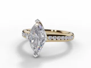 Diamond-Set Band Engagement Ring Channel-Set Diamond Band Certified Marquise-Cut Diamond 100% Recycled, Hallmarked Platinum and 18ct. Yellow Gold