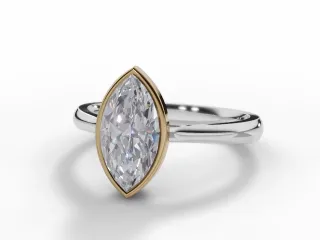 Diamond Solitaire Engagement Ring Plain Polish Band Certified Marquise-Cut Diamond 100% Recycled, Hallmarked Platinum