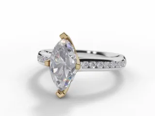 Diamond-Set Band Engagement Ring Channel-Set Diamond Band Certified Marquise-Cut Diamond 100% Recycled, Hallmarked Platinum