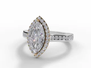 Diamond Halo Engagement Ring Channel-Set Diamond Band Certified Marquise-Cut Diamond 100% Recycled, Hallmarked Platinum