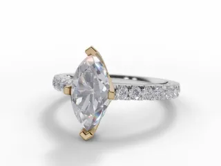 Diamond-Set Band Engagement Ring Micro Pavé Diamond-Set Band Certified Marquise-Cut Diamond 100% Recycled, Hallmarked Platinum