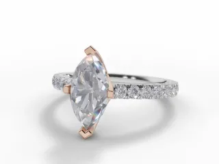 Diamond-Set Band Engagement Ring Micro Pavé Diamond-Set Band Certified Marquise-Cut Diamond 100% Recycled, Hallmarked Platinum