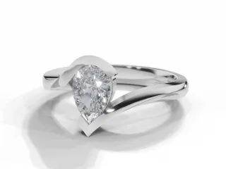 Diamond Solitaire Engagement Ring Diamond-Set Band Certified Pear Shape Diamond 100% Recycled, Hallmarked Platinum