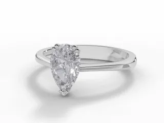 Diamond Solitaire Engagement Ring Plain Polish Band Certified Pear Shape Diamond 100% Recycled, Hallmarked Platinum