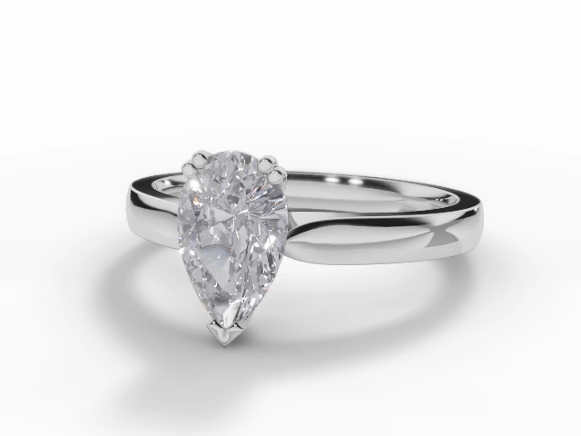 Diamond Solitaire Engagement Ring Plain Polish Band Certified Pear Shape Diamond 100% Recycled, Hallmarked Platinum