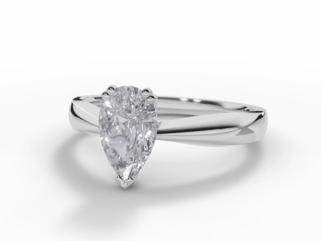 Diamond Solitaire Engagement Ring Diamond-Set Band Certified Pear Shape Diamond 100% Recycled, Hallmarked Platinum