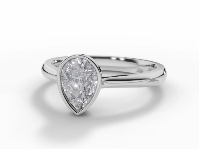 Diamond Solitaire Engagement Ring Plain Polish Band Certified Pear Shape Diamond 100% Recycled, Hallmarked Platinum