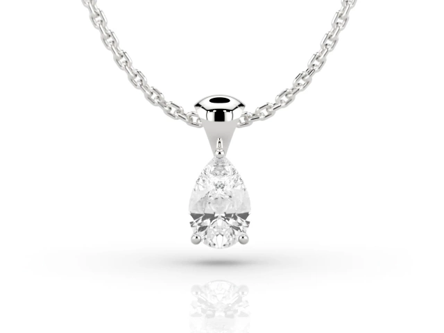 Claw-Set Diamond Pendant Diamond Pendant Certified  Pear-Shape Diamond 100% Recycled, Hallmarked Platinum