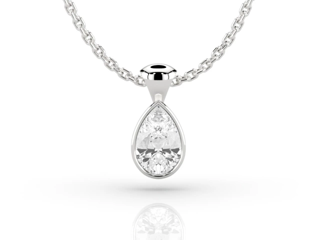 Bezel-Set Diamond Pendant Pear-Shape Diamond 100% Recycled, Hallmarked Platinum