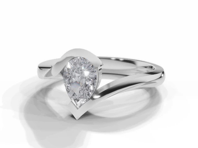 Diamond Solitaire Engagement Ring Diamond-Set Band Certified Pear Shape Diamond 100% Recycled, Hallmarked 18ct. White Gold