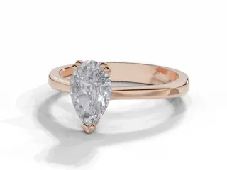 Diamond Solitaire Engagement Ring Plain Polish Band Certified Pear Shape Diamond 100% Recycled, Hallmarked 18ct. Rose Gold