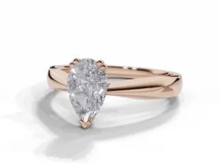 Diamond Solitaire Engagement Ring Diamond-Set Band Certified Pear Shape Diamond 100% Recycled, Hallmarked 18ct. Rose Gold