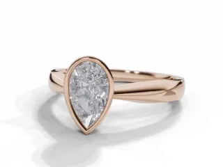 Diamond Solitaire Engagement Ring Plain Polish Band Certified Pear Shape Diamond 100% Recycled, Hallmarked 18ct. Rose Gold