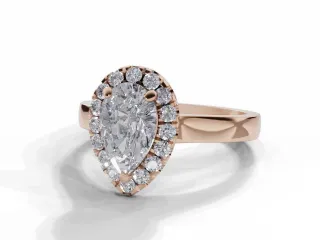 Diamond Halo Engagement Ring Plain Polish Band Certified Pear Shape Diamond 100% Recycled, Hallmarked 18ct. Rose Gold