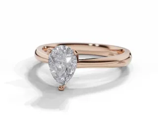 Diamond Solitaire Engagement Ring Plain Polish Band Certified Pear Shape Diamond 100% Recycled, Hallmarked 18ct. Rose Gold