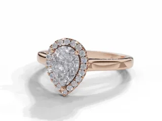 Diamond Halo Engagement Ring Plain Polish Band Certified Pear Shape Diamond 100% Recycled, Hallmarked 18ct. Rose Gold