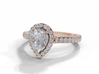 Diamond Halo Engagement Ring Micro Pavé Diamond-Set Band Certified Pear Shape Diamond 100% Recycled, Hallmarked 18ct. Rose Gold