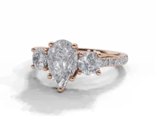 Diamond 3 Stone Engagement Ring Micro Pavé Diamond-Set Band Certified Pear Shape Diamond 100% Recycled, Hallmarked 18ct. Rose Gold