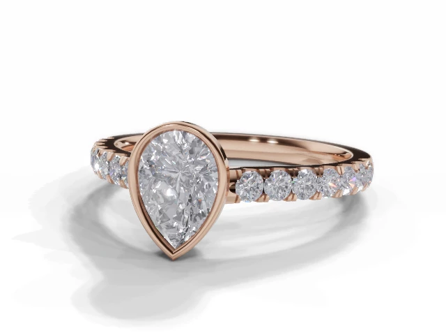 Diamond-Set Band Engagement Ring Micro Pavé Diamond-Set Band Certified Pear Shape Diamond 100% Recycled, Hallmarked 18ct. Rose Gold