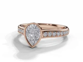 Diamond-Set Band Engagement Ring Grain-Set Diamond Band Certified Pear Shape Diamond 100% Recycled, Hallmarked 18ct. Rose Gold