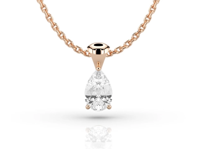 Claw-Set Diamond Pendant Diamond Pendant Certified  Pear-Shape Diamond 100% Recycled, Hallmarked 18ct. Rose Gold