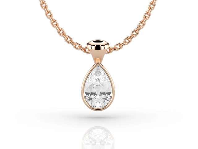 Bezel-Set Diamond Pendant Pear-Shape Diamond 100% Recycled, Hallmarked 18ct. Rose Gold