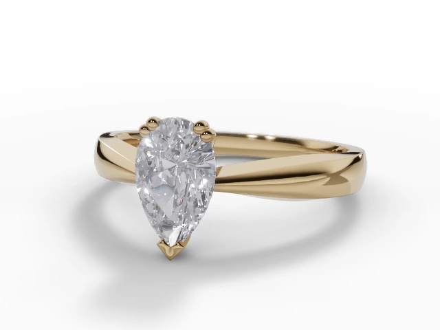 Diamond Solitaire Engagement Ring Diamond-Set Band Certified Pear Shape Diamond 100% Recycled, Hallmarked 18ct. Yellow Gold