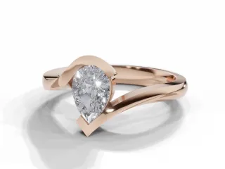 Diamond Solitaire Engagement Ring Diamond-Set Band Certified Pear Shape Diamond 100% Recycled, Hallmarked 18ct. Rose Gold