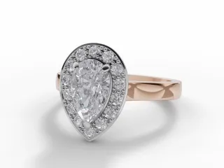 Diamond Halo Engagement Ring Plain Polish Band Certified Pear Shape Diamond 100% Recycled, Hallmarked 18ct. Rose Gold