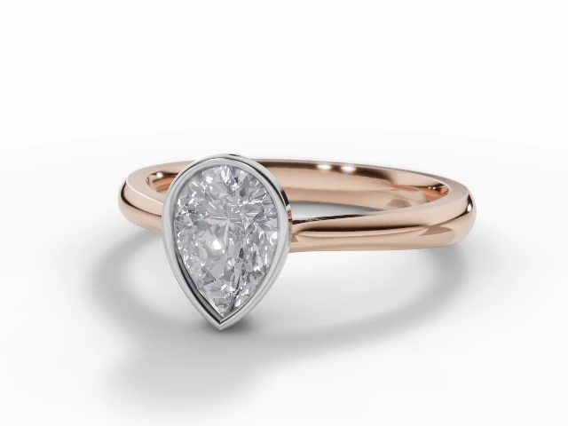 Diamond Solitaire Engagement Ring Plain Polish Band Certified Pear Shape Diamond 100% Recycled, Hallmarked 18ct. Rose Gold