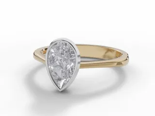 Diamond Solitaire Engagement Ring Plain Polish Band Certified Pear Shape Diamond 100% Recycled, Hallmarked 18ct. Yellow Gold