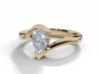 Diamond Solitaire Engagement Ring Diamond-Set Band Certified Pear Shape Diamond 100% Recycled, Hallmarked 18ct. Yellow Gold